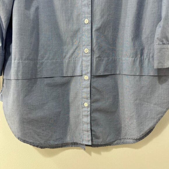 Talbots Classic Neutral Button Front Chic Chambray Cotton Tunic Top [size M] - Picture 5 of 9
